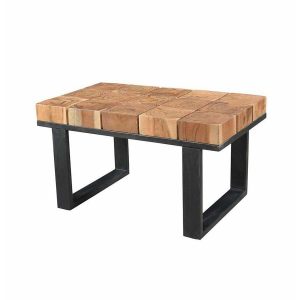 mesa central metal y madera